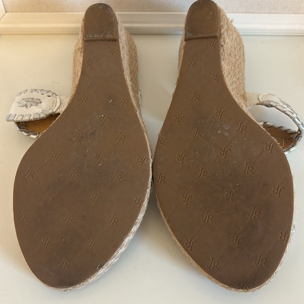 Jack Rodgers Espadrille Wedge Sandal Silver and White Size 6 - Picture 5 of 7